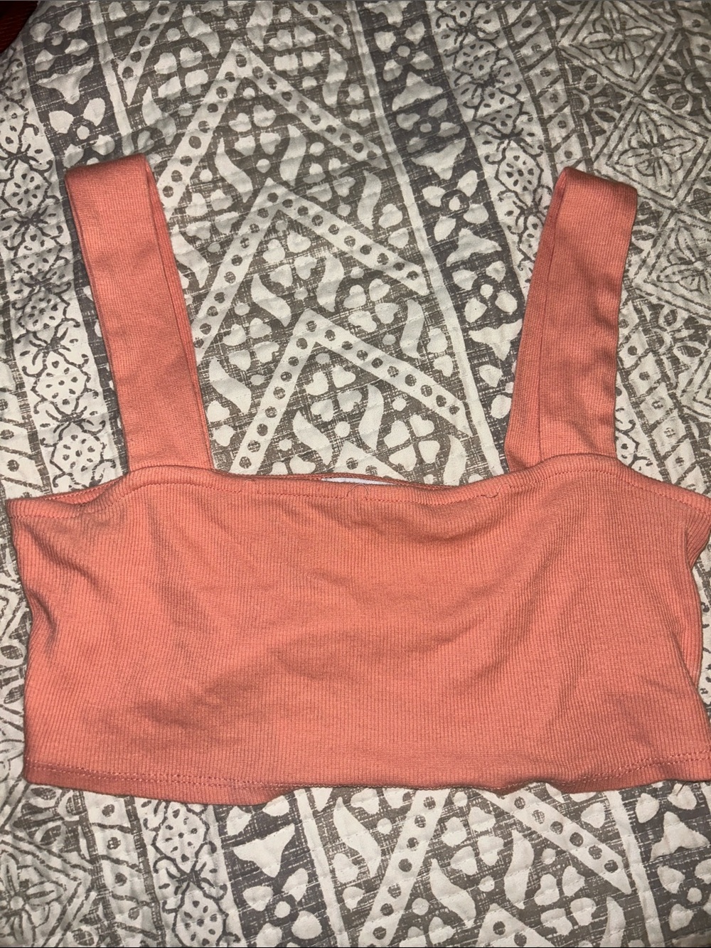 Fashion Nova Coral Ribbed Square-Neck Crop Top